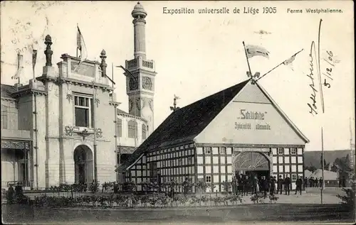 Postkarte Lüttich Lüttich Wallonien, Weltausstellung 1905, Westfälischer Bauernhof