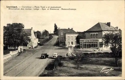 Ak Louveigné Sprimont Wallonien Lüttich, Carrefour Plein Vent, Monument