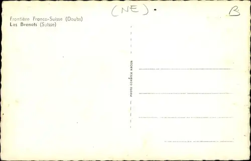 Ak Les Brenets Kanton Neuenburg, Panorama, französisch-schweizerische Grenze