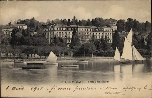 Ak Ouchy Lausanne Kanton Waadt, Hotel Beau Rivage
