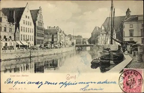 Ak Großraum Gent Ostflandern, Quai aux Herbes