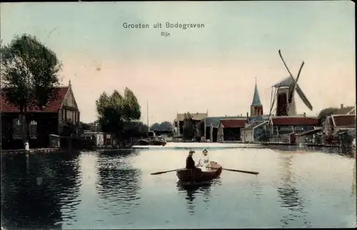 Ak Bodegraven Südholland, Rijngezicht, Windmühle