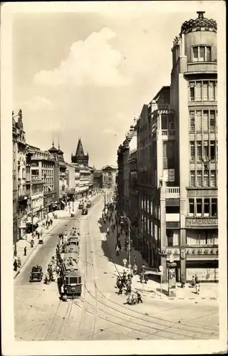 Ak Praha Prag Tschechien, Straßenblick, Tram