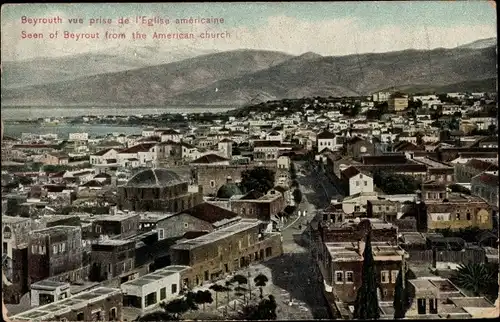 Ak Beirut Beirut Libanon, Blick aus der Sicht der amerikanischen Kirche