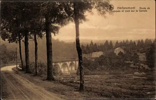 Ak Herbeumont Wallonien Luxemburg Belgien, Route de Conques, pont sur la Samois