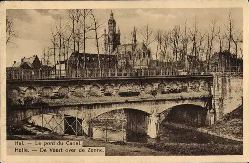 Ak Hal Flämisch Brabant Flandern, Kanalbrücke