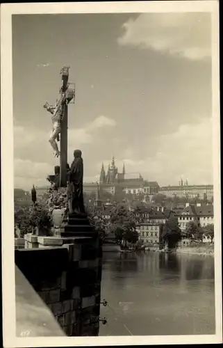 Ak Hradčany Hradschin Praha Prag Tschechien, Kreuz, Stadt