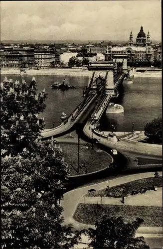 Ak Budapest Ungarn, Brücke zur Stadt