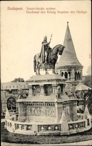 Ak Budapest Ungarn, Denkmal des König Stephan der Heilige