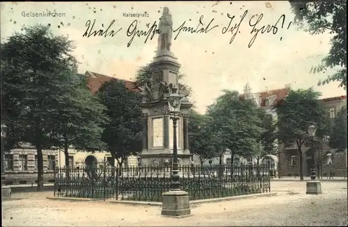 Ak Gelsenkirchen im Ruhrgebiet, Kaiserplatz, Denkmal