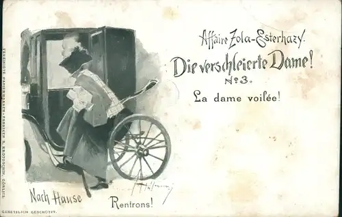 Künstler Ak Dreyfus Affäre, Die verschleierte Dame No. 3