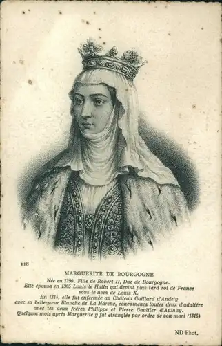 Ak Marguerite de Bourgogne, Portrait