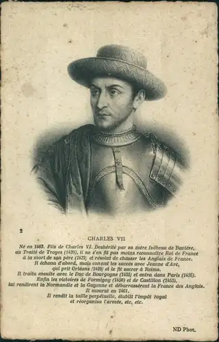 Ak Charles VII, König von Frankreich, Portrait