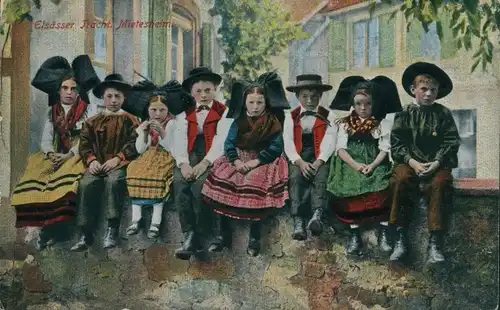 Ak Mietesheim Bas Rhin, Kinder in Elsässer Tracht, Flügelhauben