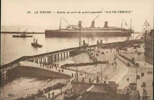 Ak Le Havre Seine Maritime, Dampfer Ile de France, CGT, French Line