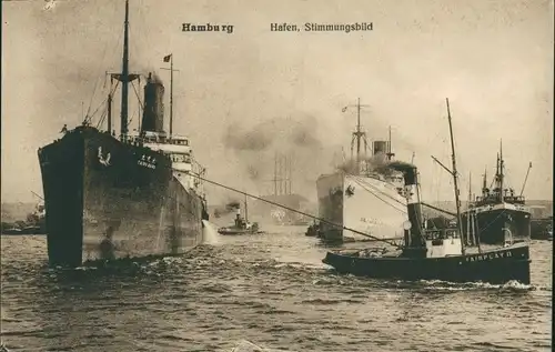 Ak Hamburger Hafen, Schlepper Fairplay II, Dampfer