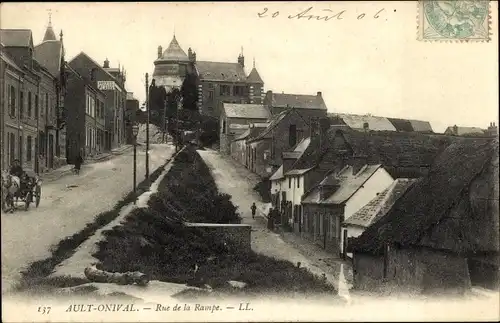 Ak Ault Onival Somme, Rue de la Rampe, Kirche