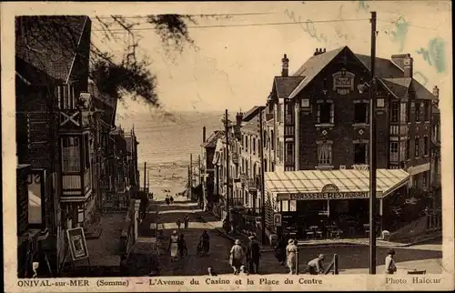 Ak Onival Ault Somme, Avenue du Casino, Place du Centre, Brasserie