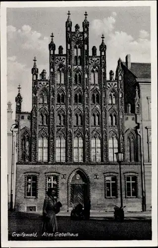 Ak Hansestadt Greifswald, Altes Giebelhaus