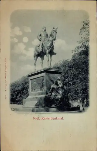 Mondschein Ak Kiel, Kaiserdenkmal