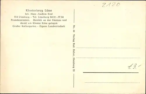 Ak Lüneburg in Niedersachsen, Klosterkrug Lüne