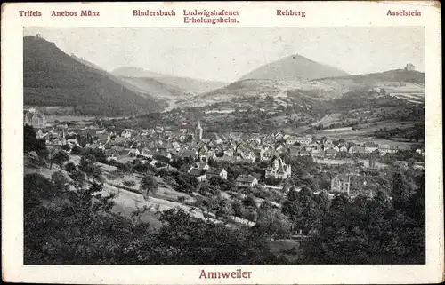 Ak Annweiler am Trifels Pfalz, Gesamtansicht mit Rehberg, Asselstein, Bindersbach