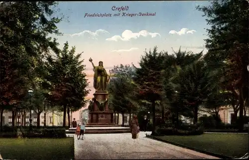Ak Krefeld am Niederrhein, Friedrichsplatz, Krieger-Denkmal