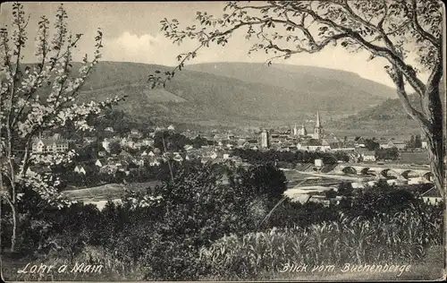 Ak Lohr am Main Unterfranken, Blick vom Buchenberg