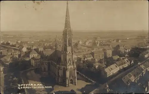 Foto Ak Speyer am Rhein, Gedächtniskirche, Panorama