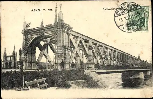 Ak Kehl am Rhein, Rheinbrücke