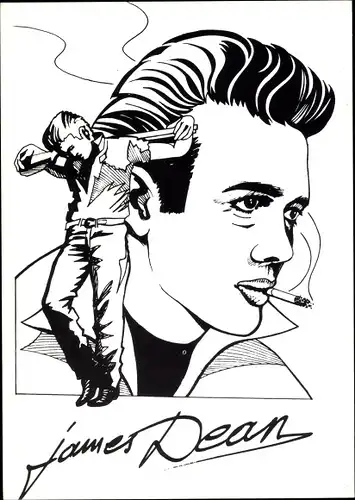 Künstler Ak Schauspieler James Dean, Portrait mit Zigarette