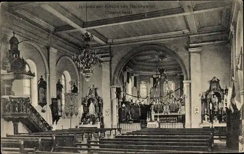 Ak Richwiller Reichweiler Alsace Haut Rhin, Inneres der Kirche