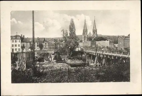 Ak Mouzon Ardennes, Totalansicht, Brücke, Kirche