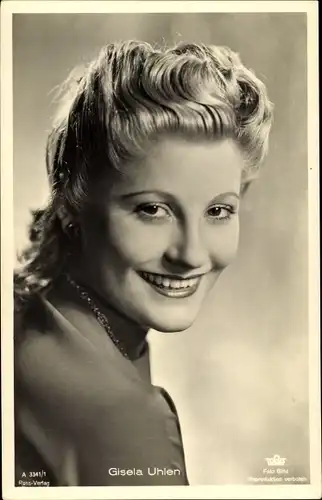 Ak Schauspielerin Gisela Uhlen, Portrait, Ross Verlag A 3341 1, Tobis Film