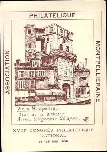 Künstler Ak Montpellier Hérault, XVIII Congres Philatelique National 1939