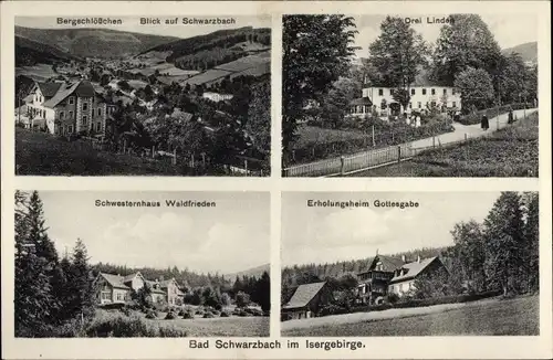 Ak Czerniawa Zdrój Bad Schwarzbach Isergebirge Schlesien, Bergschlösschen, Erholungsheim Gottesgabe