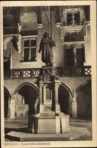 Ak Kraków Krakau Polen, Kopernikus Denkmal, Hof des Instituts für deutsche Ostarbeit