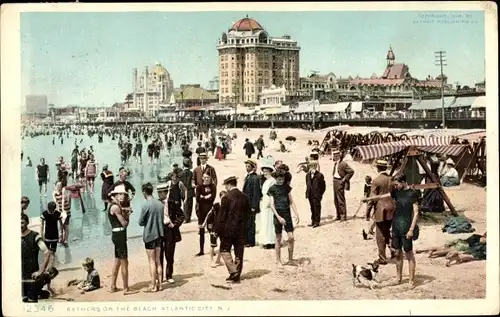 Ak Atlantic City New Jersey USA, Badegäste am Strand