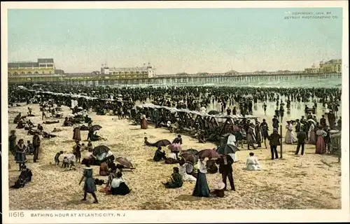 Ak Atlantic City New Jersey USA, Badestunde