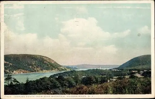 Ak Hudson River New York USA, Blick nach Süden vom Bear Mountain