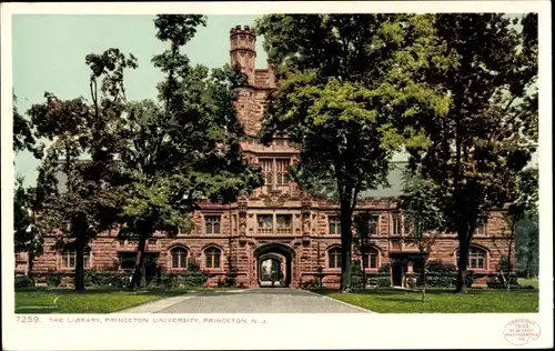 Ak Princeton NJ USA, Princeton University, die Bibliothek