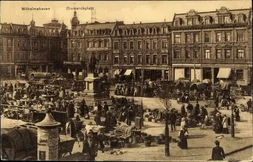 Ak Wilhelmshaven an der Nordsee, Bismarckplatz, Litfaßsäule