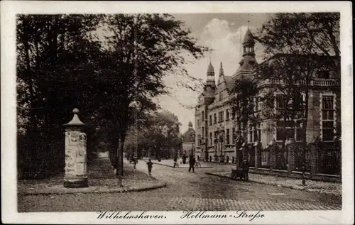 Ak Wilhelmshaven in Niedersachsen, Hollmann-Straße, Litfaßsäule