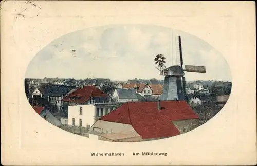 Präge Ak Wilhelmshaven an der Nordsee, Mühlenweg, Windmühle