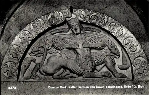 Ak Gurk in Kärnten, Dom, Relief Samson den Löwen beschwörend