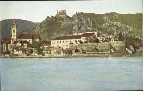 Ak Dürnstein an der Donau Wachau Niederösterreich, Teilansicht mit Burg St. Michael