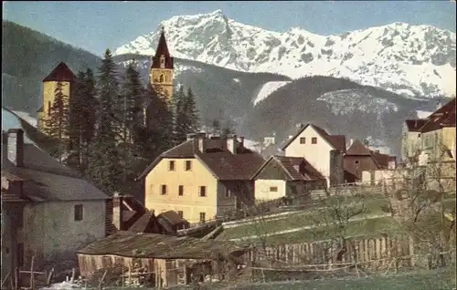 Ak Eisenerz Steiermark, Teilansicht, Kaiserschild