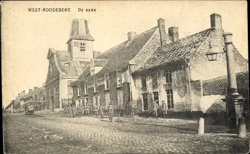 Ak Westrozebeke Westroosebeke Westflandern, Straßenpartie, Kirche