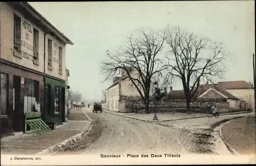 Ak Gouvieux Oise, Place des Deux Tilleuls, Hotel