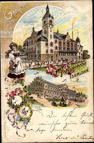 Litho Iserlohn im Märkischen Kreis, Alexanderhöhe, Große Halle